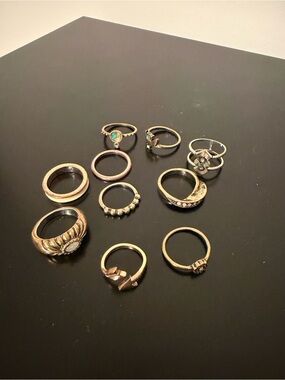 Mixed Gold-Tone Women’s Ring Set - Vintage-Inspired Stackable Bands